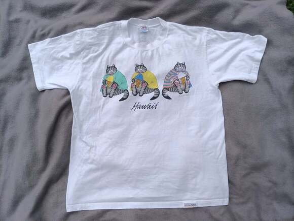 Crazy Shirts Other - B Kliban Hawaii Cats Ice Cream White Double Sided Large Vtg Crazy Shirts Mint